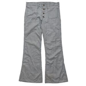 Deadstock VTG 70's Lee Pinstripe Button Flared Bell Bottom Pants Blue Red 34x31